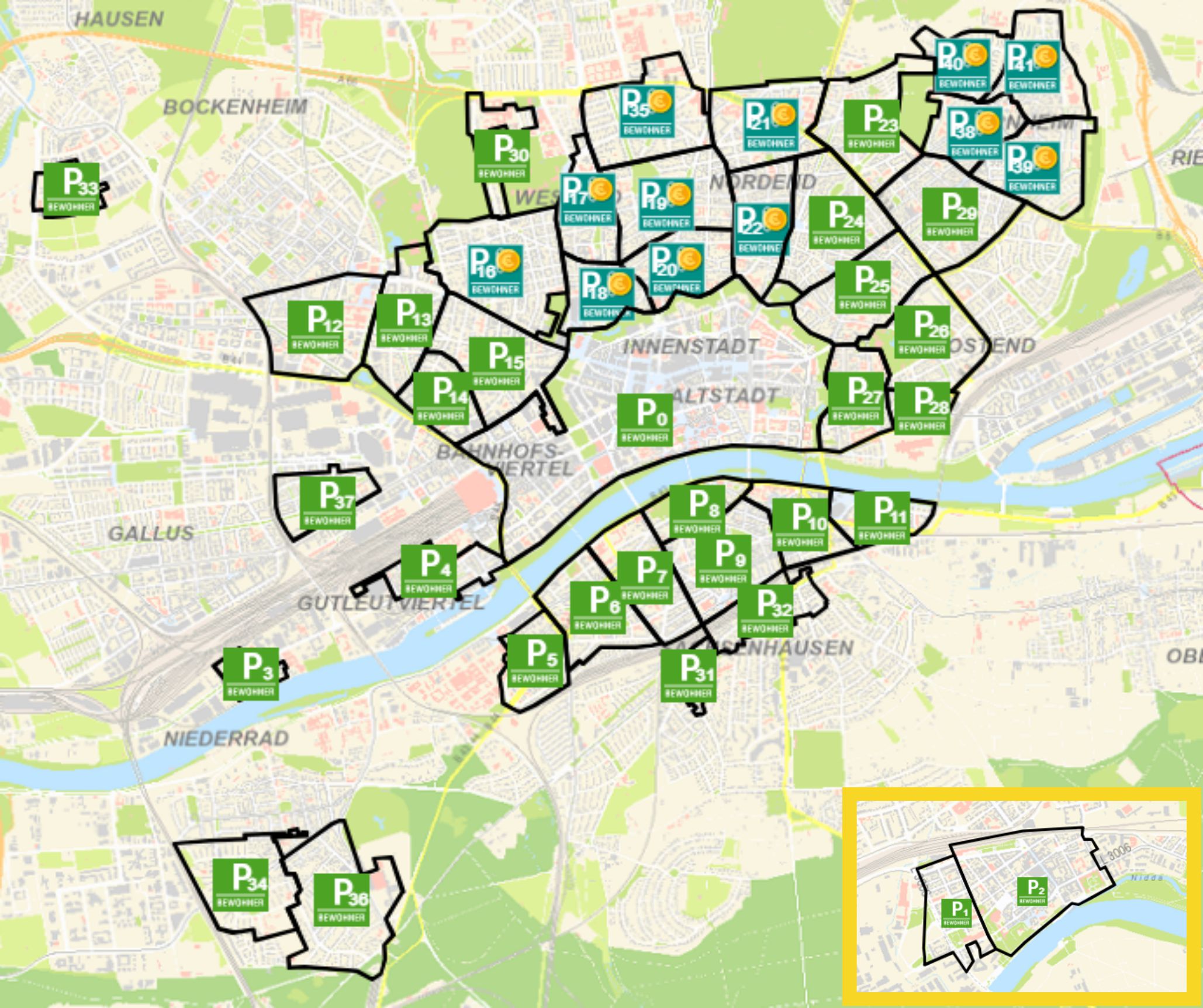 Karte der Bewohnerparkbereiche