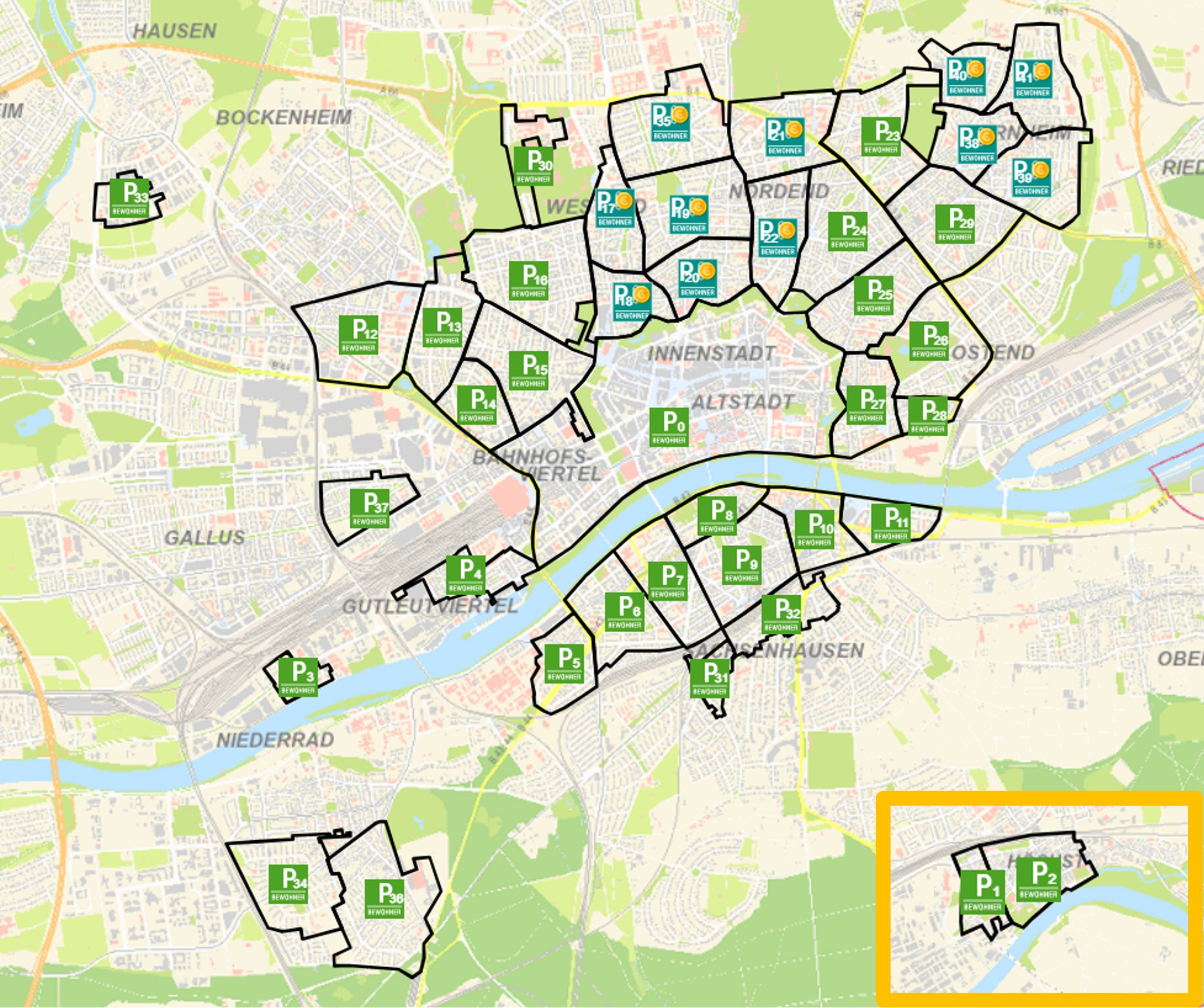 Bewohnerparkbereiche im Überblick
